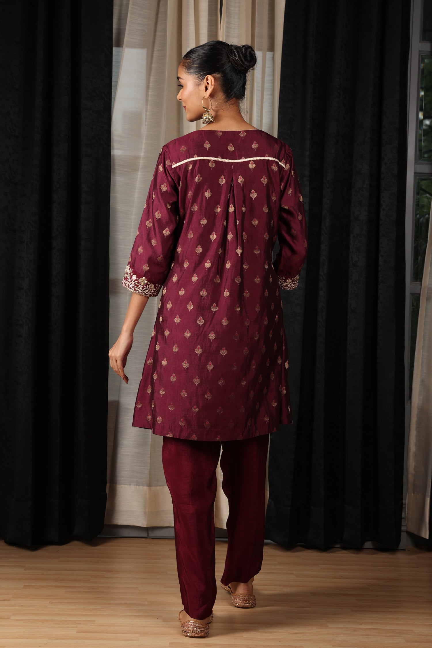 Maroon Embroidered Cord Set