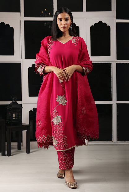 Pink Embroidered Kurta Set