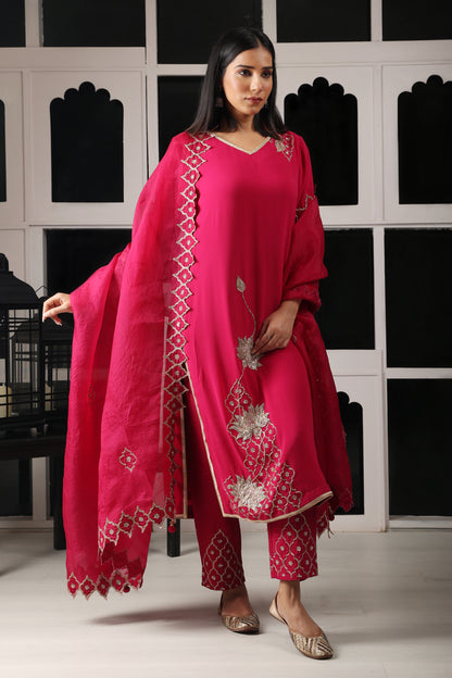 Pink Embroidered Kurta Set