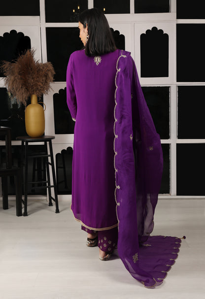 Purple Embroidered Kurta Set