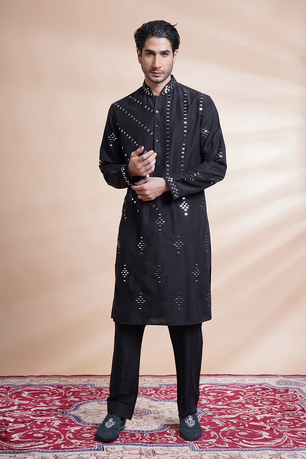 Black Embroidered Kurta Set