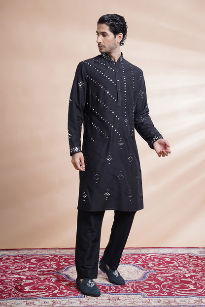 Black Embroidered Kurta Set