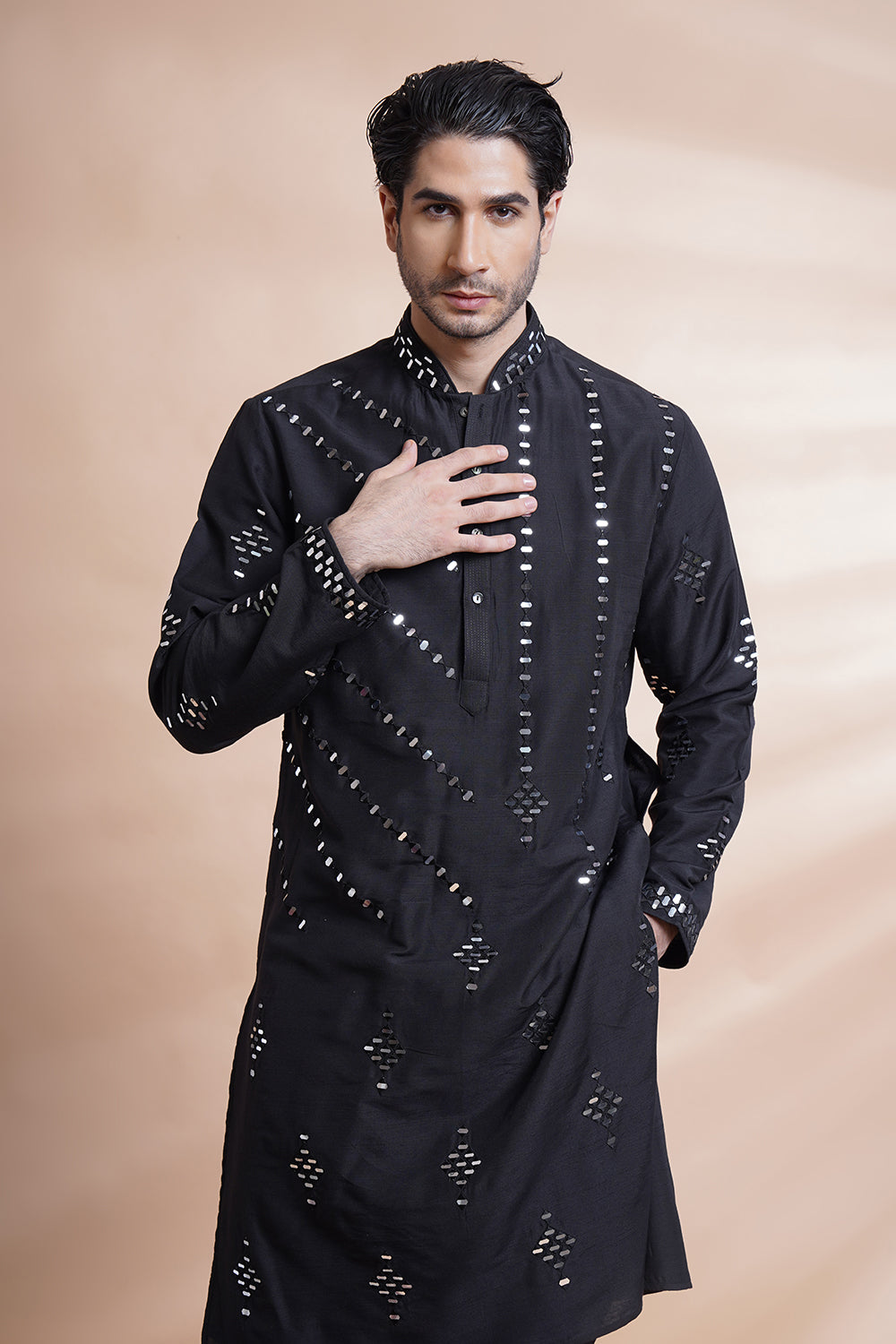 Black Embroidered Kurta Set