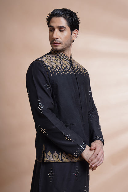 Black Embroidered Bundi