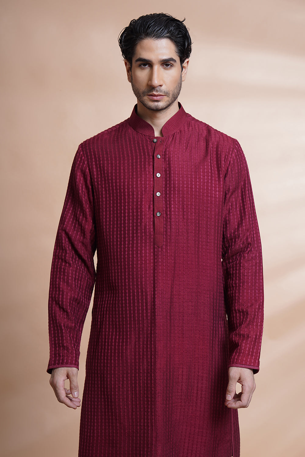 Maroon Embroidered Bundi Set