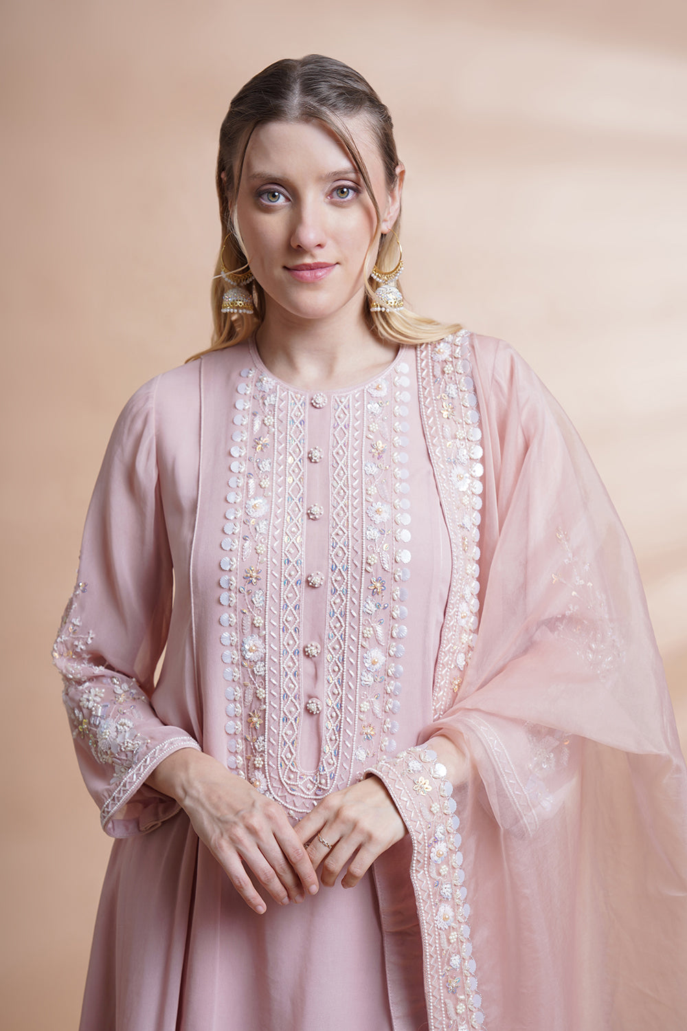 Mauve Georgette Stylised Kurta Set