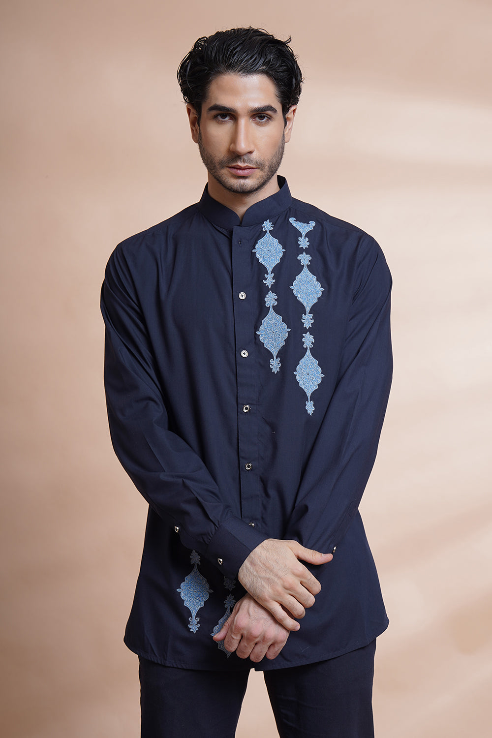 Navy Embroidered Shirt