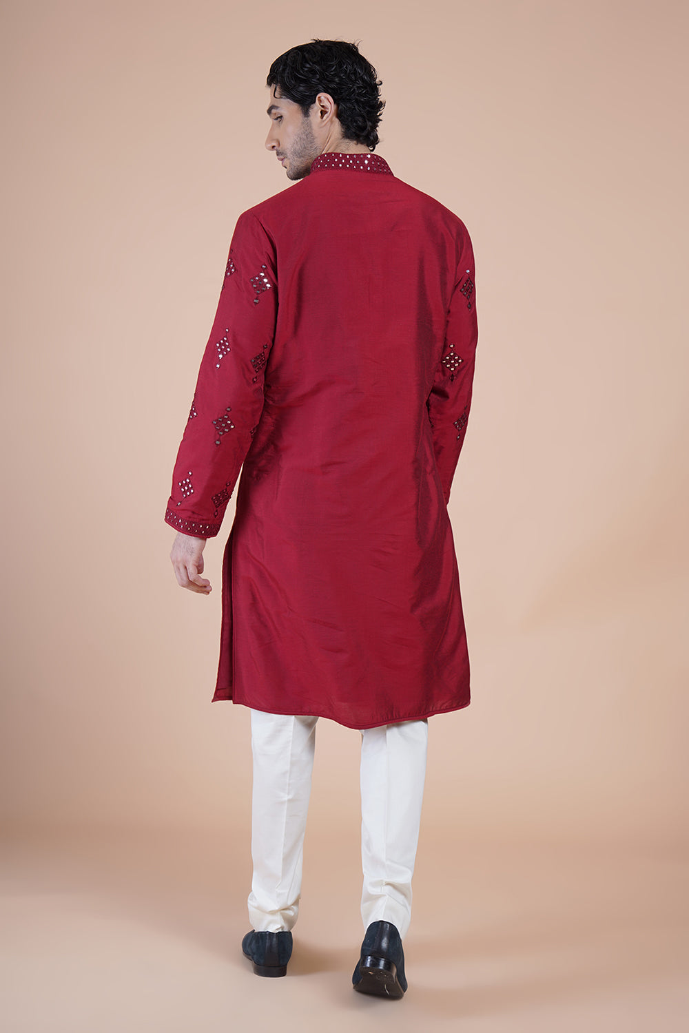 Maroon Embroidered Kurta Set