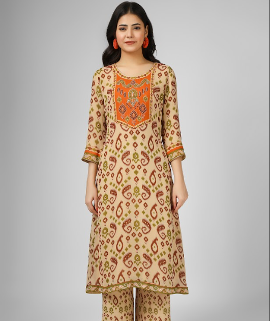 Printed Silk Georgette Kurta Set