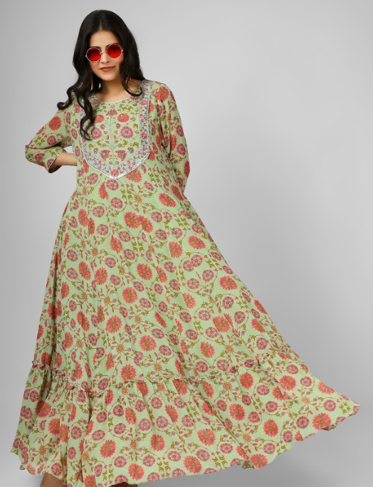 Printed Silk Georgette Anarkali Set