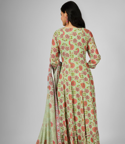 Printed Silk Georgette Anarkali Set