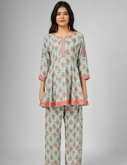 Printed Silk Georgette Stylised Kurta Set