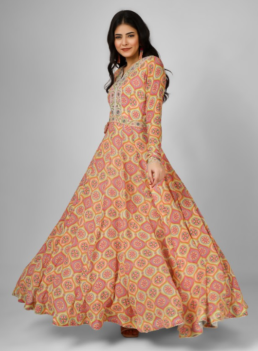 Printed Silk Georgette Anarkali Set