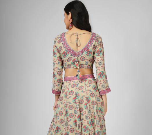 Printed Silk Georgette Lehenga Set