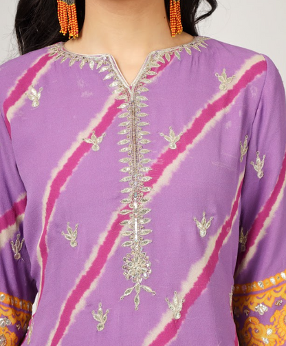 Printed Silk Georgette Kurta Sharara Set