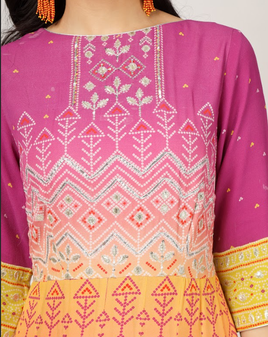 Printed Silk Georgette Kalidar Set