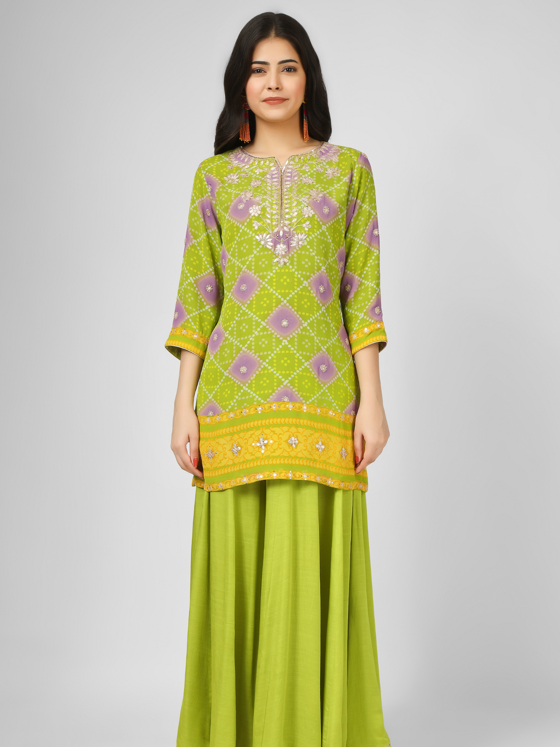 Printed Silk Georgette Kurta Sharara Set