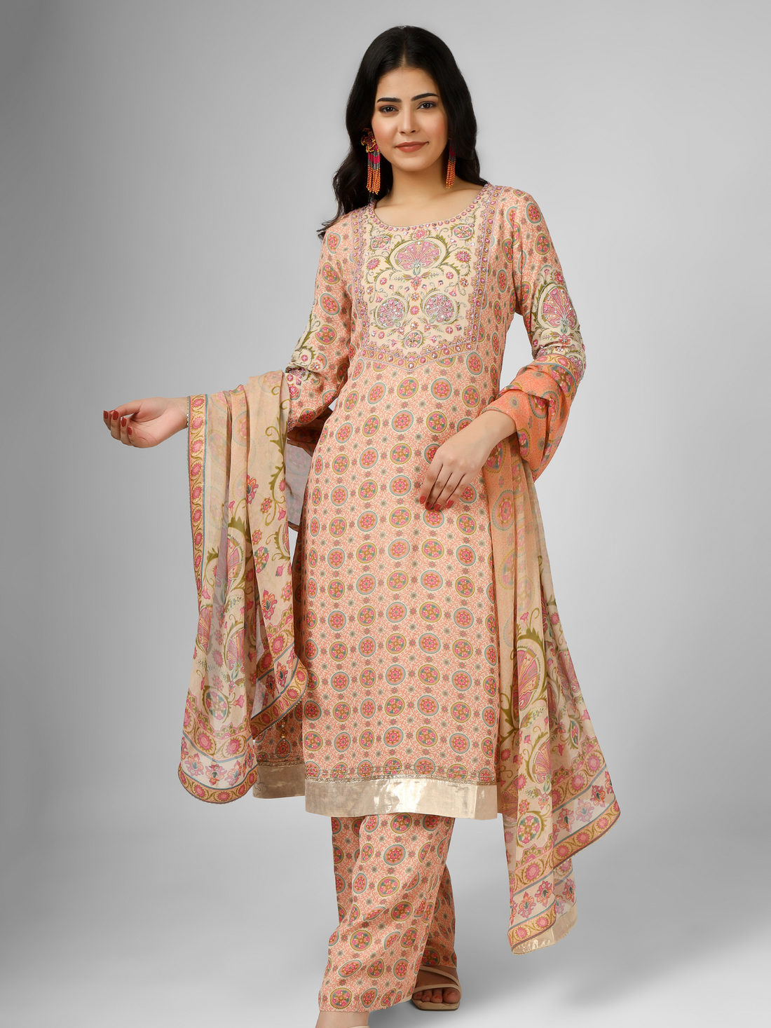 Printed Silk Georgette Stylised Kurta Suit Set