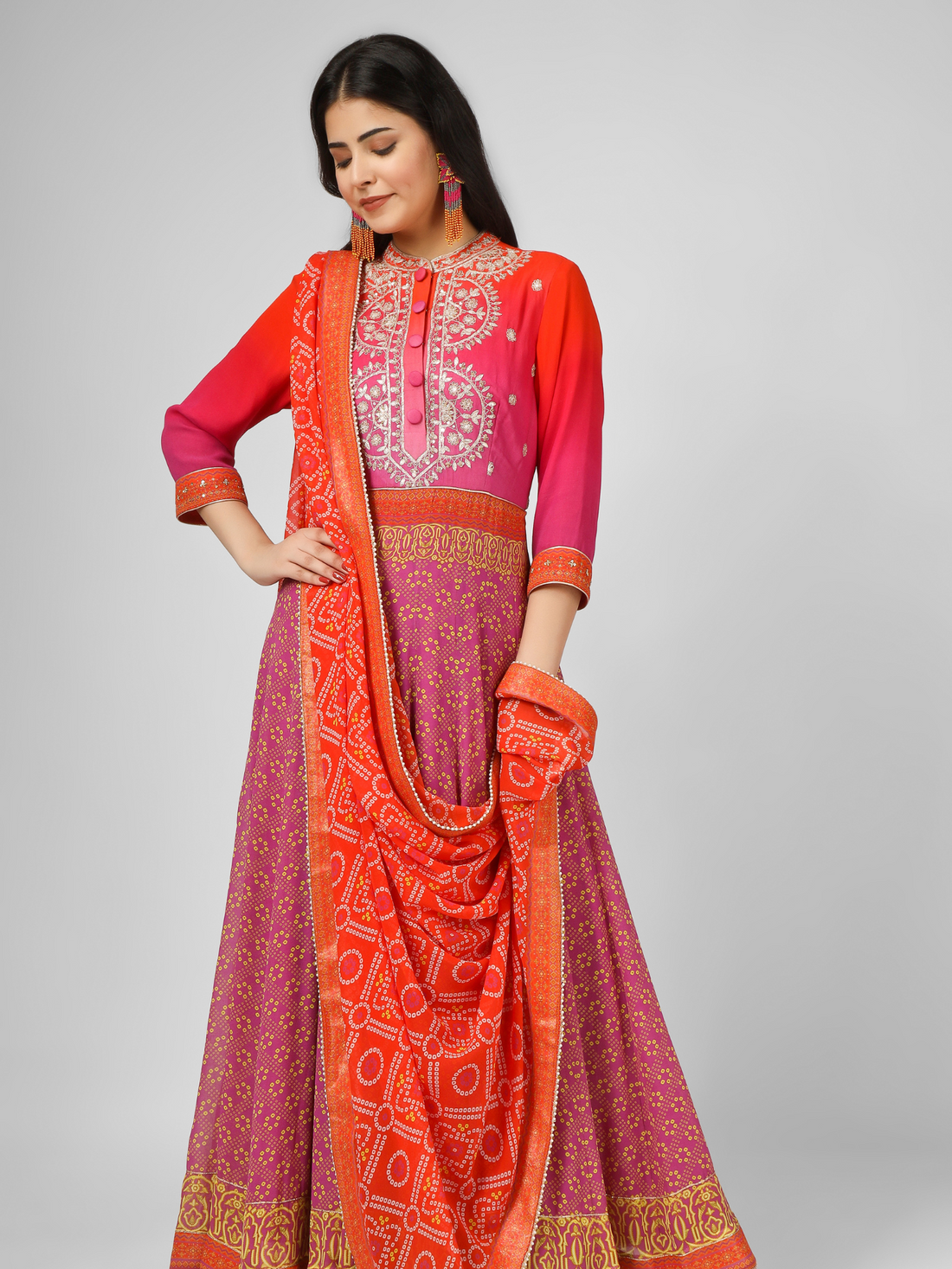 Printed Silk Georgette Kalidar Set