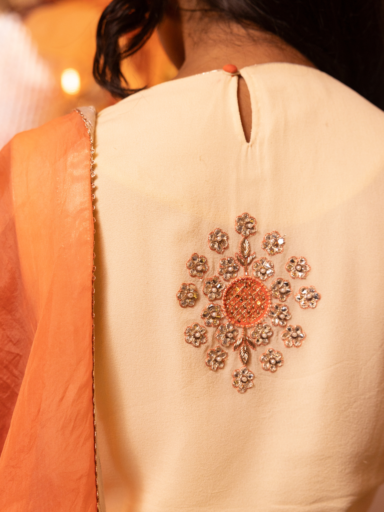 Off White Embroidered Kurta Sharara Set