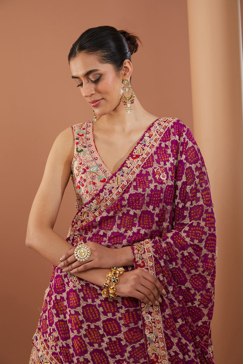 Pink Raw Silk Hand Embroidered Lehanga Set