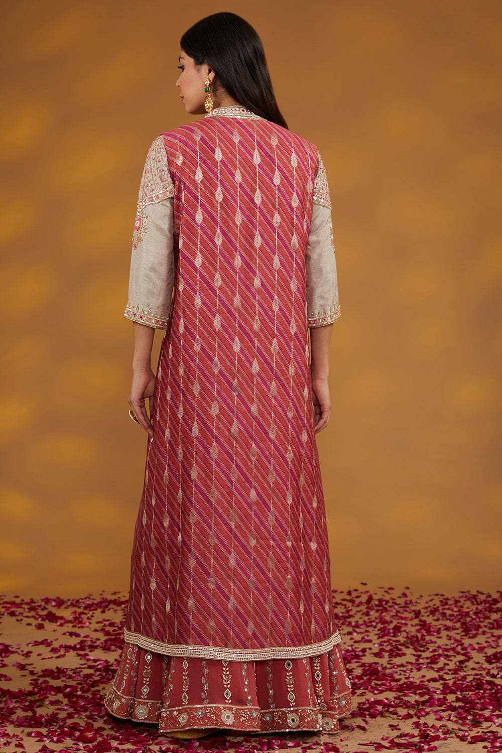 Pink Georgette Hand Embroidered Anarkali Set