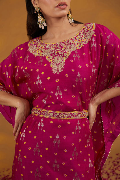 Pink  Chanderi Silk Machine Embroidered Co-Ord Set