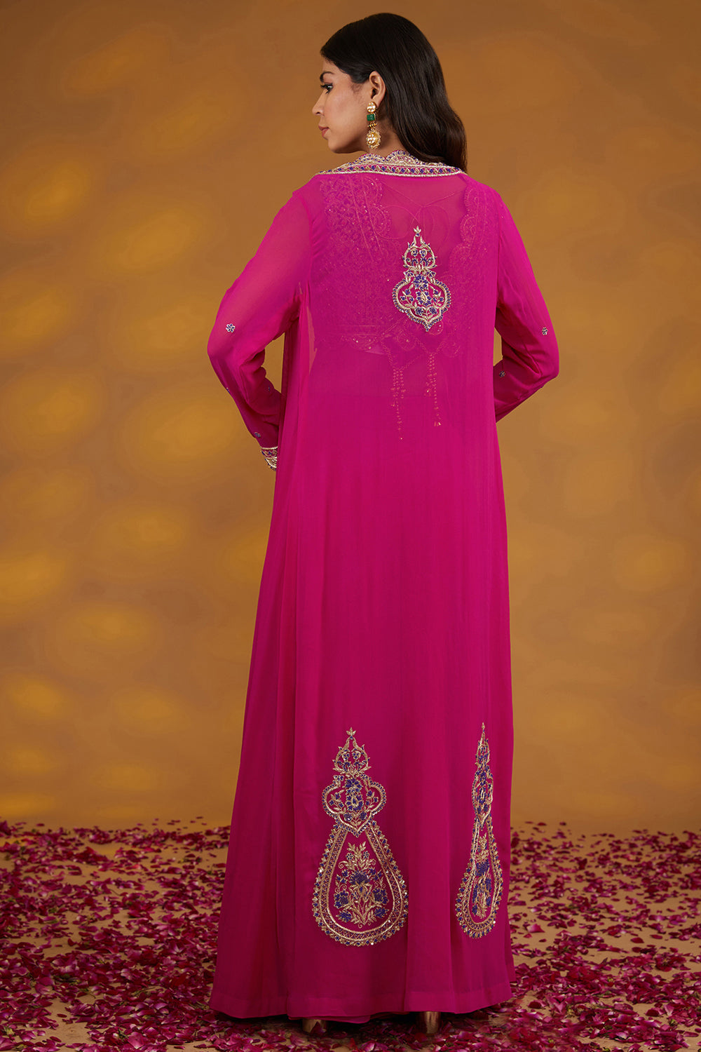 Pink Georgette Hand Embroidered Sharara Set