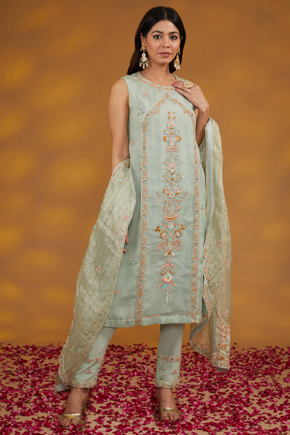 Blue Otganza Hand Embroidered Kurta Suit Set