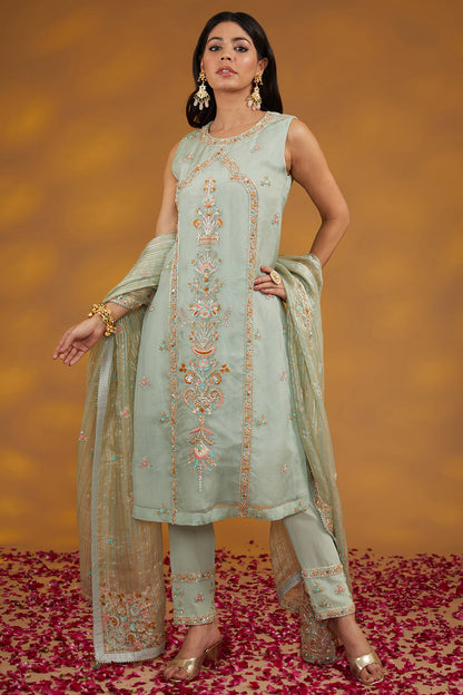 Blue Otganza Hand Embroidered Kurta Set